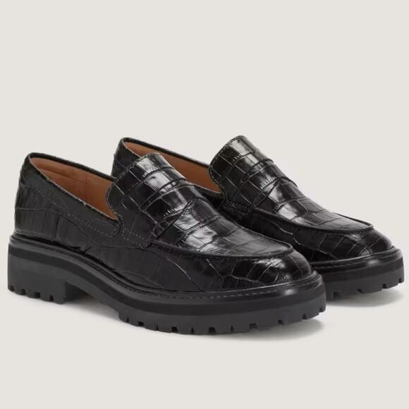 EVERLANE The Lug Loater Black Crocodile Leather Slip On Moc Toe Size 9.5 NEW - Picture 1 of 9